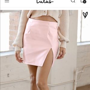 NWT Lulus pink vegan leather mini skirt